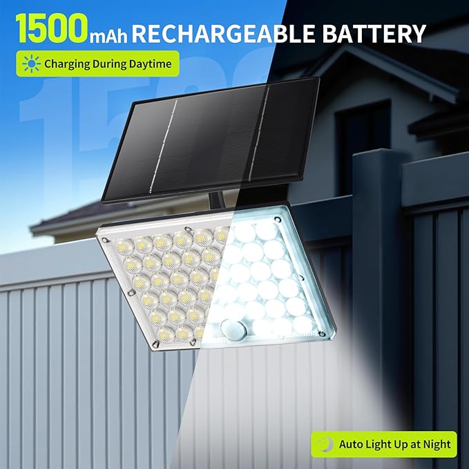 184 LED Solar Lights Outdoor, Waterproof Solar Motion Sensor Flood Lights Outside with 3 Modes Adjustable, Auto On/Off, 20Ft Cable for Porch, Patio, Garden, Garage,Yard Rootora