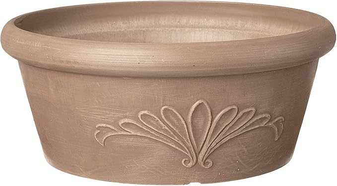 Arcadia Garden Products PSW TA20TP Plastic/Stone/Wood Composite Bulb Pan – No Drainage Hole (Drillable), 8"x3", Taupe PSW