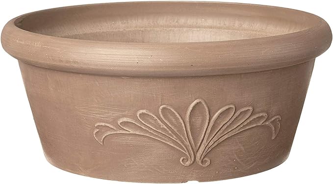 Arcadia Garden Products PSW TA25TP Plastic/Stone/Wood Composite Bulb Pan – No Drainage Hole (Drillable), Planter Bowl for Succulents, Bonsai, Fairy Gardens, Herbs,10-Inch, Taupe PSW