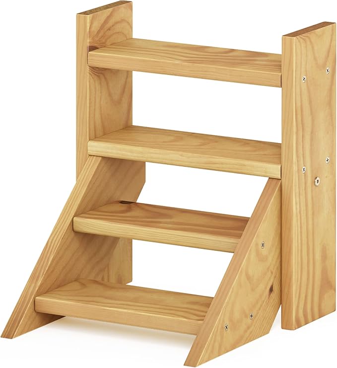 Furinno TIOMAN Plant Stand Indoor Outdoor, Tabletop Mini Ladder Planter Stand, Planter Shelf, Organizers, Indoor, Outdoor, Patio, Balcony, Garden, Pine Wood Furinno-FitsYourSpaceFitsYourBudget