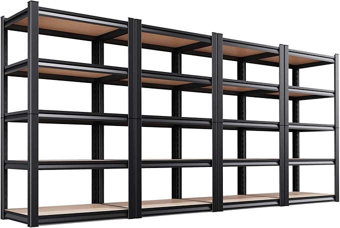 Set of 4 71"H Garage Shelving-5 Tier Garage Storage Shelves,Adjustable Heavy Duty Metal Shelving Unit and Storage Large Rack,Utility Steel Shelf For Warehouse Industrial Pantry Basement 71"x32"x14" Rootora