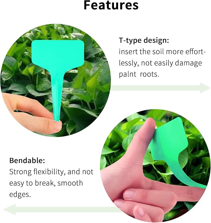 Green Plant labels,100 Pcs 6 x10cm Plastic Plant T-Type Tags Nursery Garden Labels KINGLAKE