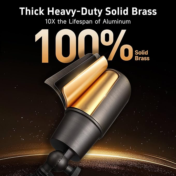 Gardenreet LED Spot Light Outdoor - Die-Cast Brass 12V Uplighting Waterproof, Low Voltage Landscape Lights Metal, Bronze for Fence Fountain with Bright White MR16 Replaceable Bulbs (12 Pack) Gardenreet