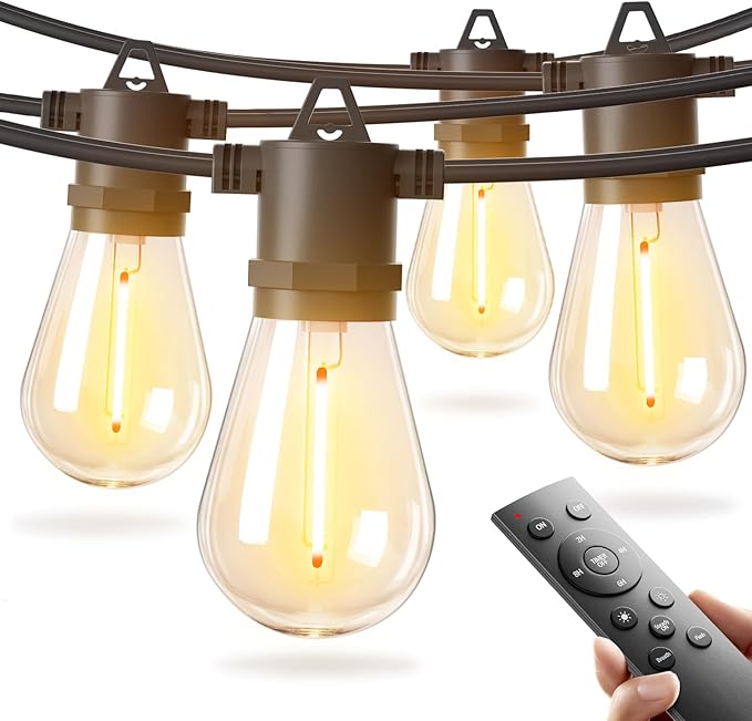 addlon 200FT(4-Pack*50FT) LED Outdoor String Lights with Edison Shatterproof Bulbs, Heavy-Duty and Weatherproof Strand, Commercial Grade Patio Lights, Decorative for Garden or Patio, Black addlon