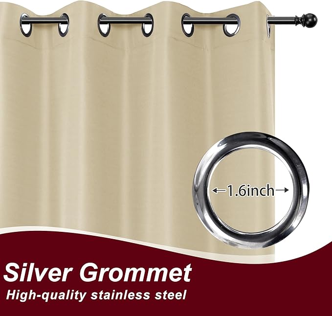 HolidayIdeas Grommet Outdoor Curtains for Patio Waterproof 8 Pcs All Weather Balcony Outside Curtain Drapes for Apartments, Gazebo, Pergolas, Porch, 54x84 Inch, Cream HolidayIdeas