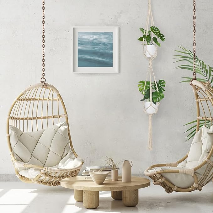 5 Pack Macrame Plant Hangers, Indoor Hanging Plant Holder with S Hooks and Hook Nails, 3 Sizes 34"/40"/54", Handmade Macrame Planter Hanging Baskets for Small Plant Pots, Boho Home Decor (Beige) Auckpure