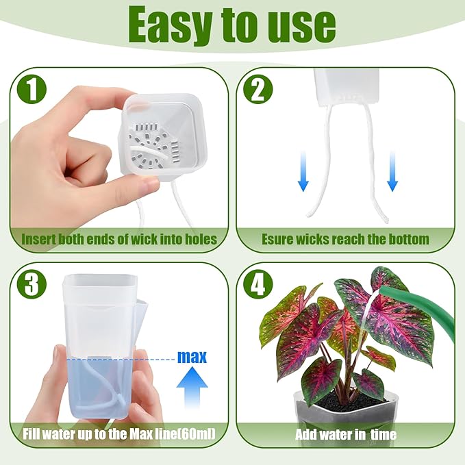 LemonRoad 20 Pack 2" Small Self Watering Pots for Indoor Plants with 20 Plant Label Mini Clear Plastic Planters with Water Level and Drainage Holes for Propagation, Succulents, and African Violet Rootora