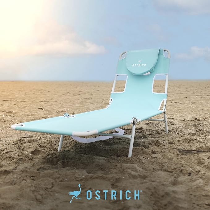 Ostrich 72 by 22 Inch Versatile Chaise Lounge Portable Reclining Lounger, Outdoor Patio, Beach, Lawn, Camping, or Pool Tanning Chair, Aqua OstrichProducts
