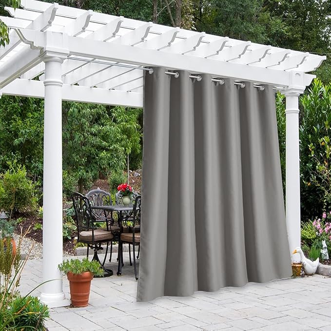NICETOWN Bedroom Curtain for Patio Room Darkning, Thermal Insulated Rustproof Grommet Top Blackout Indoor Bedroom Vertical Drape Privacy for Gazebo/Pergola, Sand, W84 x L95, 1 PC NICETOWN