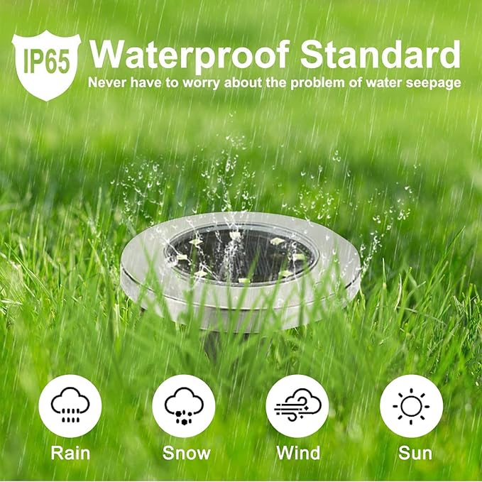 Solar Ground Light, Waterproof Solar Garden Lights, Upgraded Outdoor Garden Waterproof Bright in-Ground Light, Landscape Lights for Pathway,Yard,Deck,Lawn,Patio,Walkway Rayolon