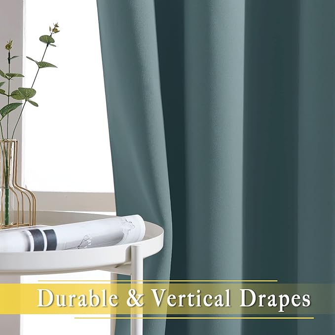 NICETOWN Blackout Curtain for Sliding Door, Patio Door Curtains, Grommet Thermal Insulated Room Divider Curtain Drape for Living Room/Bedroom (Greyish Blue, W80 x L84, 1 Panel) NICETOWN