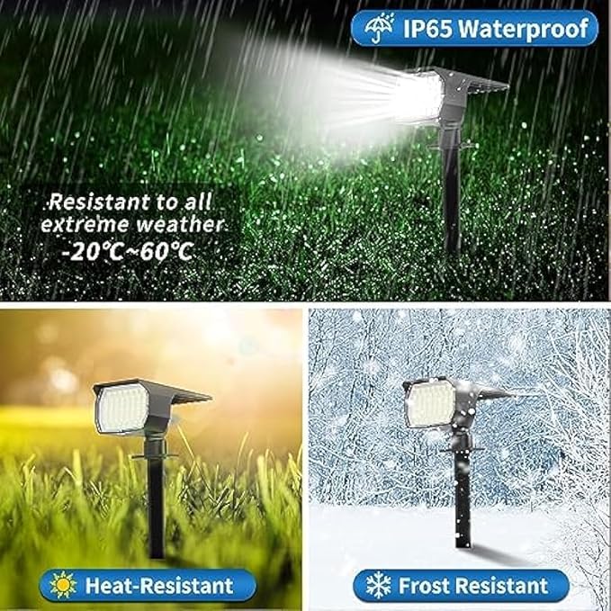 Solar Spot Lights Outdoor Waterproof IP65, 6 Pack Landscape Spotlights with 46 LEDs, 3 Modes Auto On/Off Solar Powered Flood Lights for Outside Pathway, Yard, Garden, Walkway (Cool White) WENATY