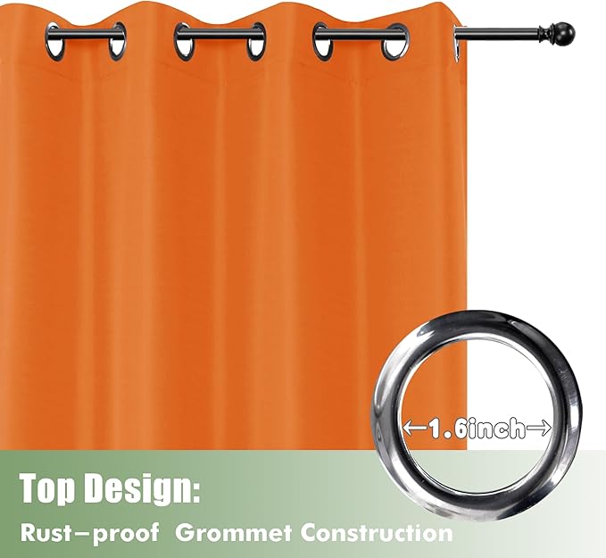 HolidayIdeas Outdoor Curtains for Patio Waterproof, 6 Panels - 54x95 Inches - Weatherproof Privacy Outsides Curtains for Cabana Porch Pergola, Sunlight & UV Blocking (Mecca Orange, Grommet Top) HolidayIdeas