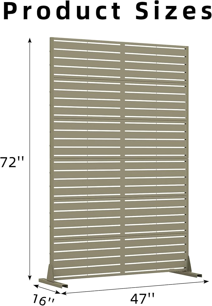 Casaphoria Metal Privacy Screen Outdoor, 72" H x 47" W Freestanding Decorative Privacy Screen for Patio Deck Balcony Garden with Stable Base, Green-Louvered Casaphoria