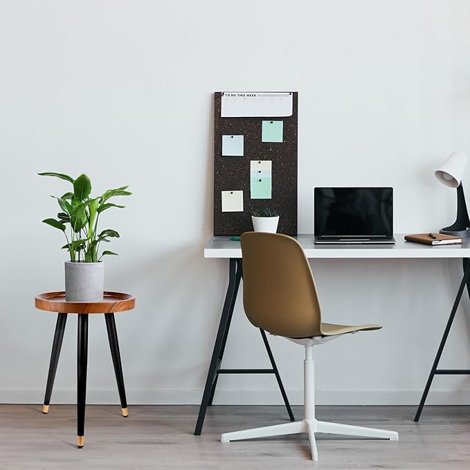 Plant Stand Indoor,Mid Century Walnut Wood Plant Table, Heavy Duty Metal Tall Flower Pot Stand,Modern Round Small Side End Table with Raised Design(12"x17") (2, 12 x 17 in) KGPLOME