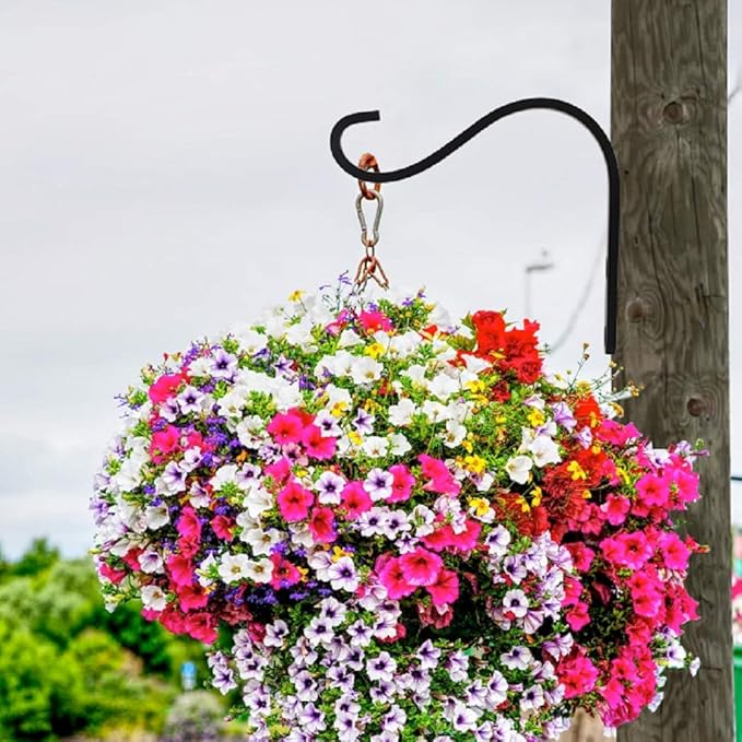 Cast Iron Plant Hooks for Hanging Baskets Indoor, Heavy Duty Plant Hangers Outdoor, Rustic Planter Hook Hanging Lanterns Bird Feeders, 4 Inch (4 Pack) HERNGEE