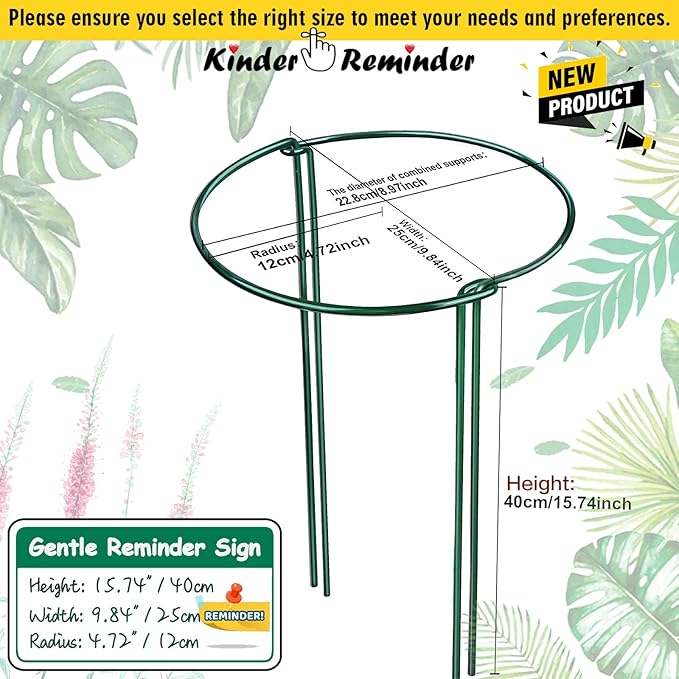 8 Pack Half Round Snake Plant Support Stakes Sets - Strong Plant Support and Cage, Durable Houseplant Stakes, Plant Support Ring for Indoor and Outdoor Plants, Such as Aloe, Peony, Hydrangea, ZZ WooWellGoGoGoProducts