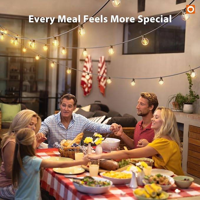 addlon Outdoor String Lights 50FT G40 with Remote, 27 LED Shatterproof Bulbs, Dimmable Patio Globe Lights Waterproof, Hanging Outside Lighting for Backyard, Garden, Deck, Balcony, Porch, Café, Decor addlon