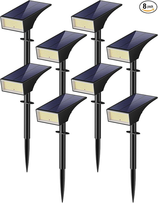 Koicaxy Solar Lights Outdoor Waterproof 8 Pack IP65, 100 LEDs 4 Light Modes, Higher Charging Efficiency, Auto On/Off Solar Landscape Spotlights for Garden Decor Yard Pathway Patio - Cool White SOLARSPOTLIGHTS
