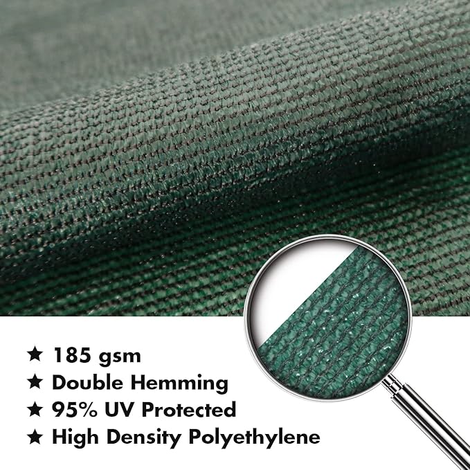 KANAGAWA 16'X18' Dark Green Custom Size Sun Shade Sail Rectangle UV Block Canopy Cover for Patio Backyard Lawn Garden Outdoor (Customized Available) KANAGAWA