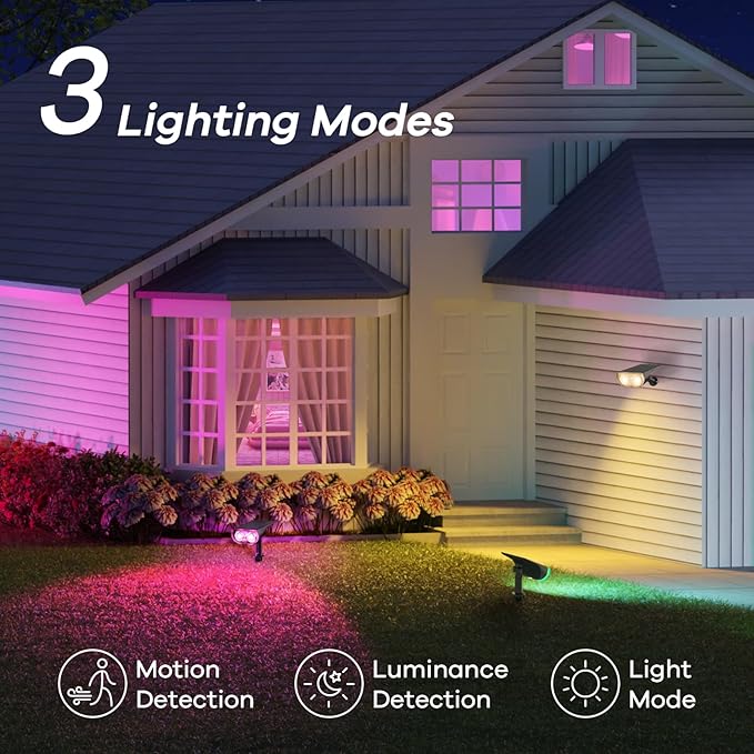 Linkind Smart Solar Lights Outdoor SL5 with Motion Sensor, APP Control Color Changing Solar Spot Lights Outdoor, St. Patrick's Day Decorations, IP65 Landscape Lighting for Yard, Garden, Path(6 Pack) Linkind