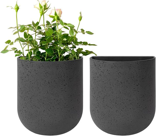 La Jolie Maison Wall Hanging Planters for Indoor Plants，Hanging Flower Pots for Air Plants Succulent, Set of 2, 5.7L*4.1W*6.5H, Concrete Gray LaJol%C3%ADeMuse