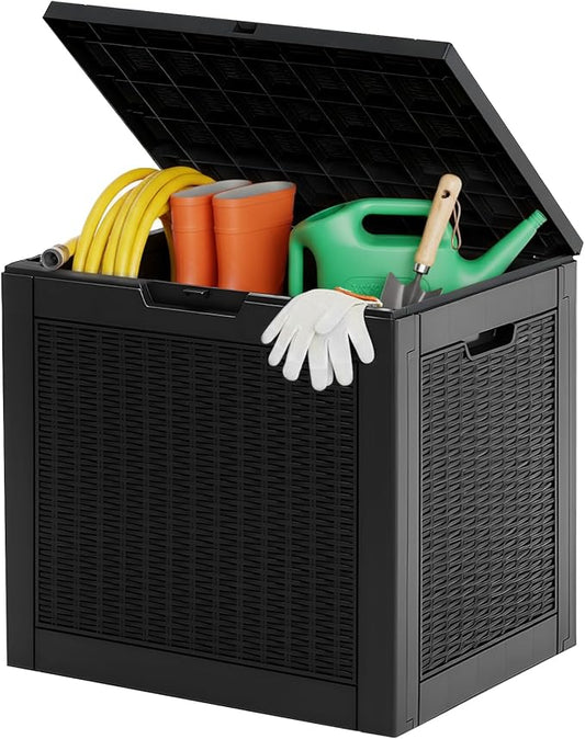 NEWBULIG 31 Gallon Deck Box, Weatherproof Resin Lockable Outdoor Storage for Secure Package Deliveries and Indoor Storage in Garden or Patio, Backyard NEWBULIG