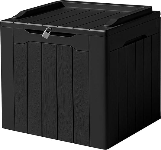 Devoko 31 Gallon Waterproof Outdoor Storage Box Resin Deck Box Lockable and UV Resistant for Patio Furniture,Garden Tools (Black) DEVOKO