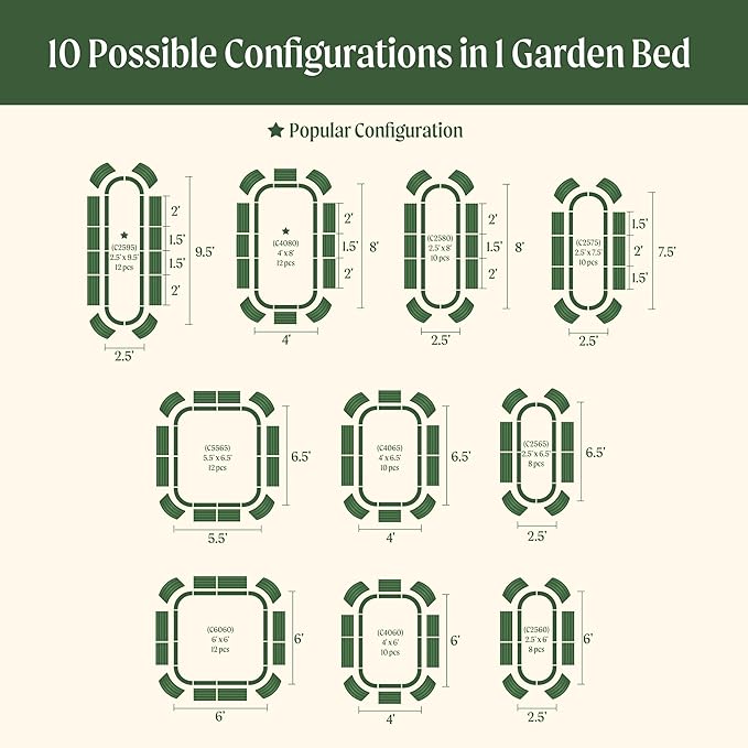 Vego garden Raised Garden Bed Kit, 17" Tall 10 in 1 Jumbo Modular Raised Garden Beds, Metal Planter Box for Vegetables, Flowers, Herbs, Modern Gray VegoGarden