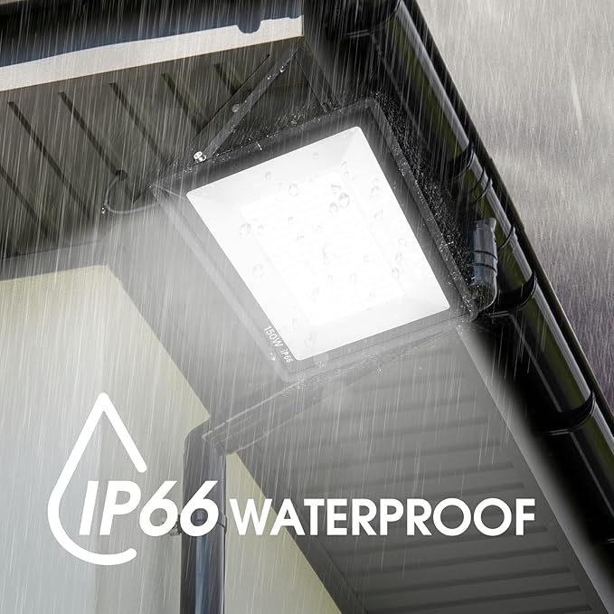 3 Pack 150W LED Flood Light Outdoor,Super Bright Exterior Security Light with Plug,IP66 Waterproof Flood Light, 15500LM 5000K Daylight White Floodlight for Yard, Garden,Basketball Court, Arena YANYCN