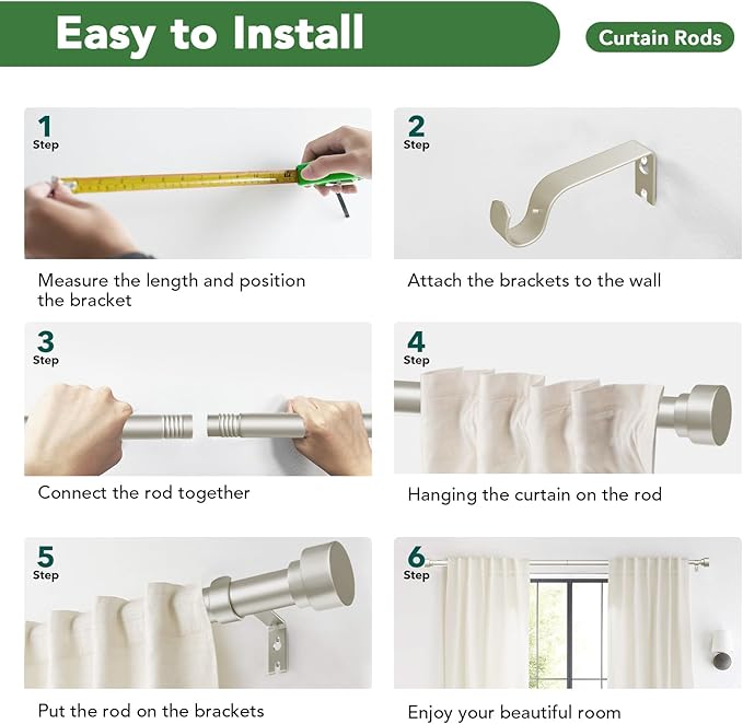 Curtain Rods for Windows 72 to 144, 1 Inch Adjustable Heavy Duty Long Window Drapery Rods with End Caps, Indoor Outdoor Curtain Rod for Patio Bedroom, Size 32" - 150", Brushed Nickel TimeForest