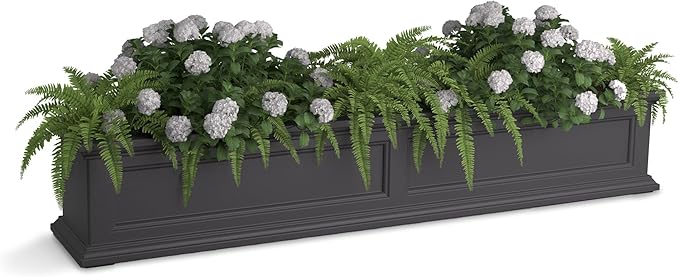 Mayne Fairfield 5-Foot Window Box – Self-Watering, Weather-Resistant Planter for Flowers – Durable Design for Outdoor Use, Perfect for Windows Mayne