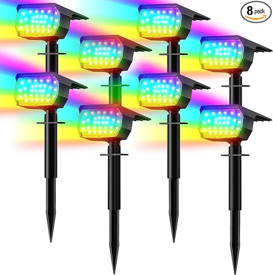 LANSOW Solar Spot Lights Outdoor Color Changing, [7 Modes/8 Pack] Christmas Landscape Spotlights, Solar Lights Outdoor Waterproof, Solar Powered Flood Lights for Outside Yard Garden Pathway LANSOW