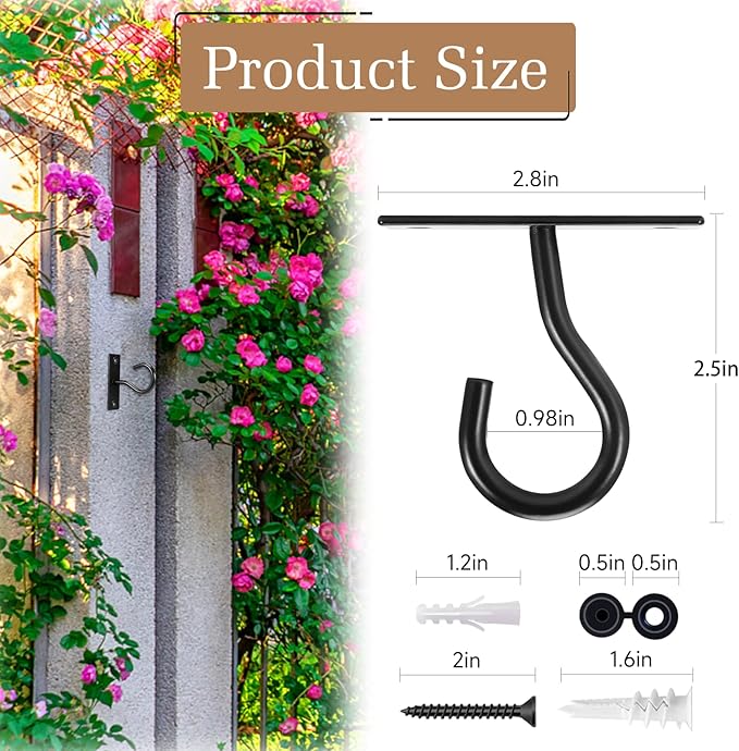 Ceiling Hooks for Hanging Plant, Hanger for Indoor and Outdoor Plant Pots Holder, Wall Hook for Planters, Flower Basket, Wind Chimes, Lanterns, Lights, Bird Feeders, Home Decor-2.5Inch 2Pack AnDocK