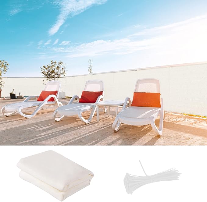 LOVE STORY Balcony Privacy Screen, 3'x16' Deck Shield Screen Fence Cover,UV Protection and Weather-Resistant,3 FT Height for Deck, Patio, Backyard, Outdoor Pool, Porch, Railing, White LOVESTORY