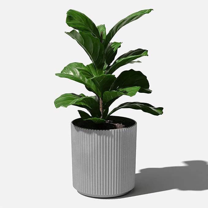 Veradek Mason Series Demi Planter - Large Round Planter for Indoor or Outdoor Patio/Balcony | Made from Plastic & Concrete with Drainage Holes | Modern Décor for Flowers, Trees, Tall Plants VeradekOutdoor