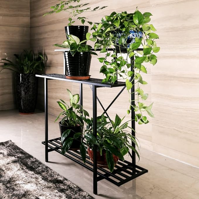 Zhongma 3 Tier Sturdy Plant Stand Space-Saving Heavy Duty Plant Holder for Home Indoor and Outdoor, L35.43 xW17.32 x H39.37 inch, 660 LBS Capacity & Heavy Duty Construction. … Zhongma