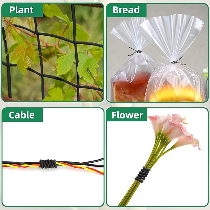 Decoroca Soft Plant Ties for Support - 65.6' Reusable Waterproof Plant Wire, Garden Twist, Office Organization and Decoration Binding（3pcs/Black） Decoroca