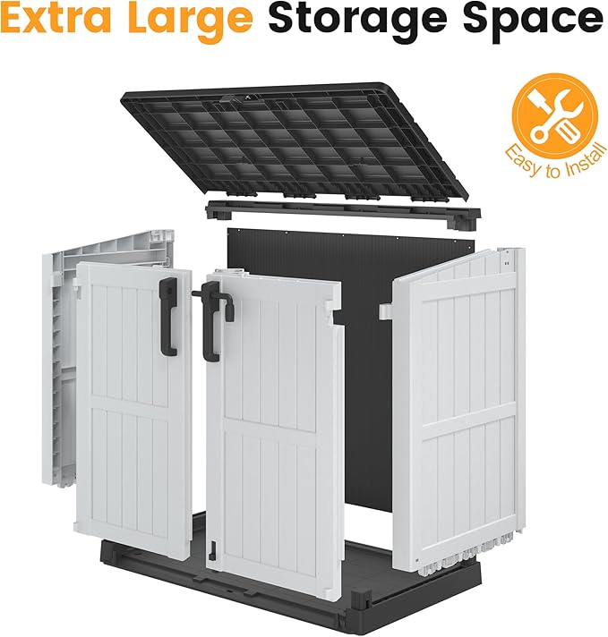 LHBcraft Outdoor Storage Cabinet 36 Cu Ft with Lockable Doors, Waterproof Outdoor Storage Box for Patios,Portable Horizontal Resin Storage Shed, Easy to Assemble LHBcraft-US