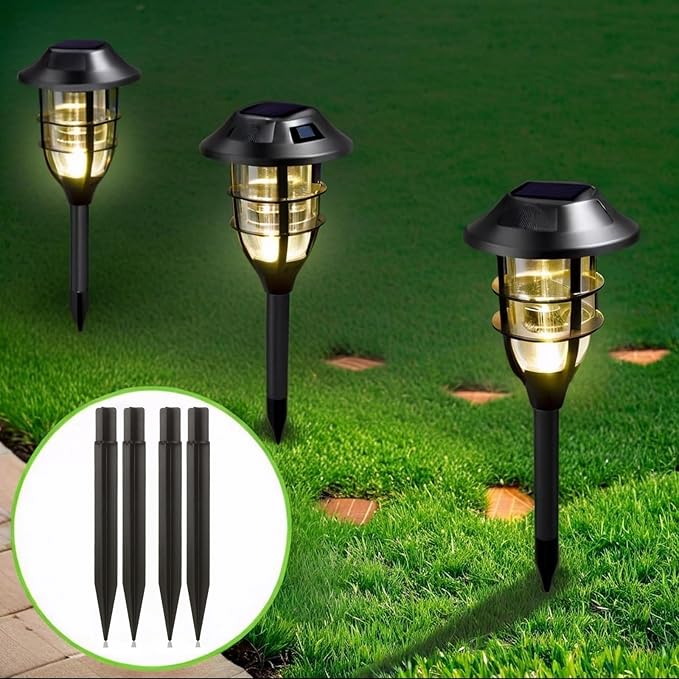 8.25" Reinforced ABS Plastic Solar Ground Spikes - Durable Solar Light Replacement Stakes for Garden, Pathway, Deck, Camping, Christmas Lights (Fits Fits 0.83" Inside Diameter) (Black-3 Pack) Rootora
