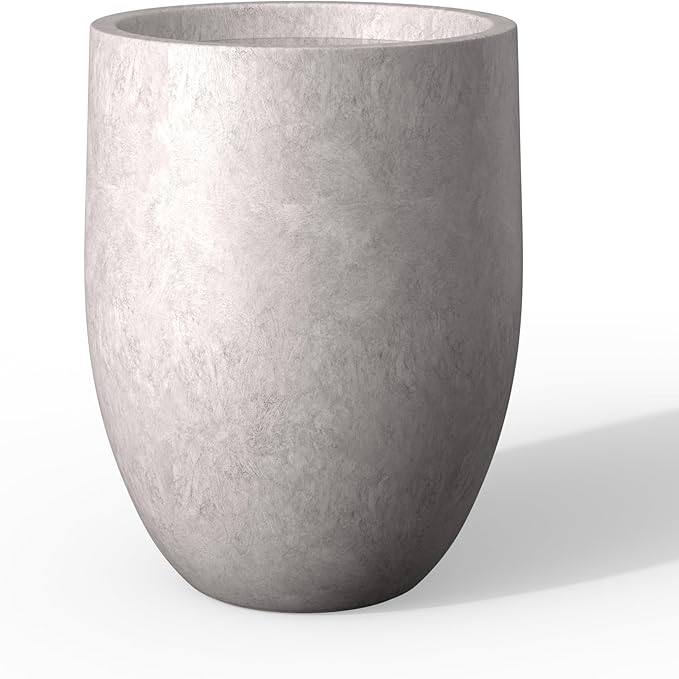 Kante Tall Concrete Planter, 21.7-Inch Height Light Gray Large Indoor Outdoor Plant Pot with Drainage Hole for Patio Garden Home, Modern Decor for Flowers and Tree Kante