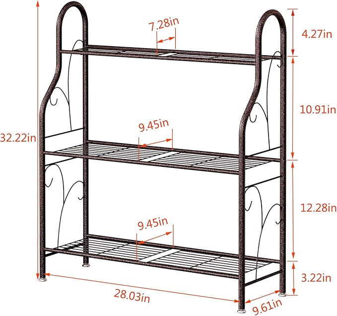SORCEDAS Plant Stand Indoor Outdoor Plant Shelf 3 Tier Metal Corner Flower Stand Multiple Holder for Patio Garden Balcony Living Room, Bronze SpecialYourHome