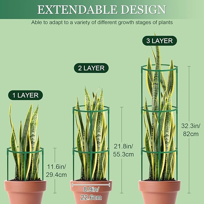 24Pcs Plant Support Stakes, Half Round Plant Stakes for Indoor Plants, Stackable Garden Flower Support, Plant Cages for Tomato,Monstera, Peony, Hydrangea, Climbing Plants First-zgel