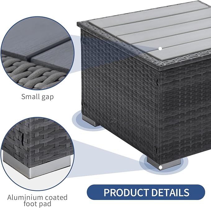 NICESOUL 11 Piece Modern L Shaped Outdoor Sofa Set, 29.3'' High Back Comfy Big Size Wicker Patio Modular Sectional with Table & Ottoman, Rattan Conversation Furniture, 2 Color Cushion Black & Gray NICESOUL