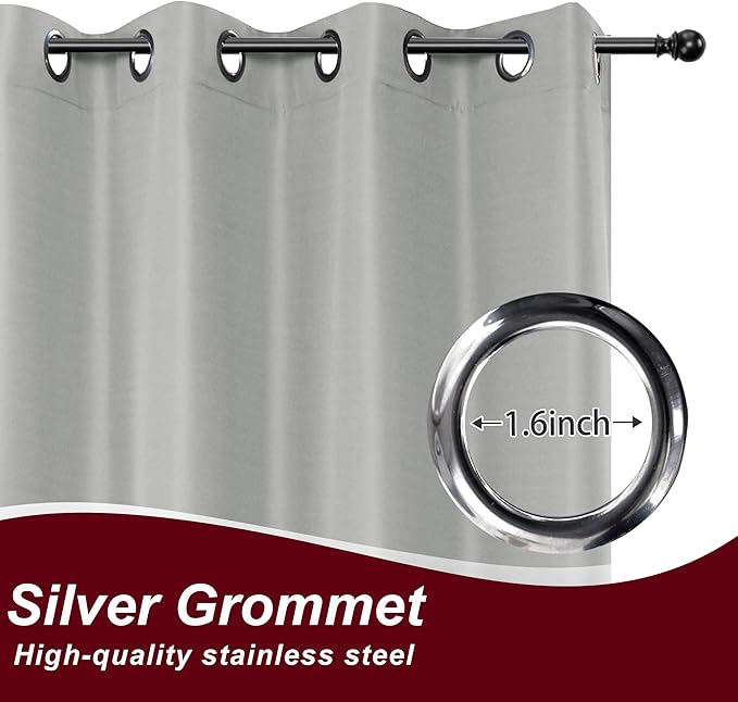 HolidayIdeas Grommet Outdoor Curtains for Patio Waterproof 8 Pcs All Weather Balcony Outside Curtains for Apartments, Gazebo, Pergolas, Porch, 54x108 Inch, Silver Grey HolidayIdeas