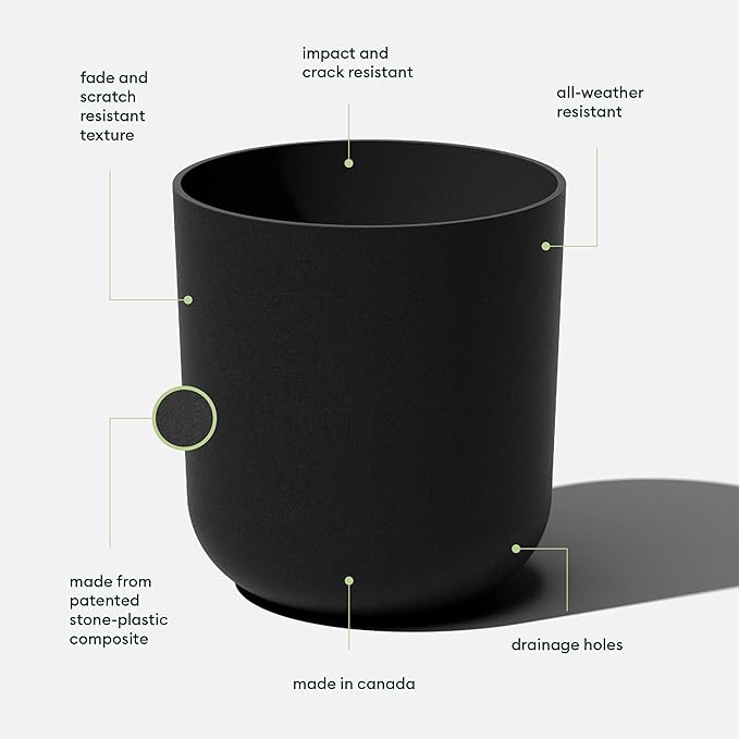 Veradek Round Black Plastic Planter Pots for Indoor/Outdoor Garden Use, with Drainage Holes, Suitable for Small to Large Succulent Plants, Flowers, Modern Interior Plants VeradekOutdoor