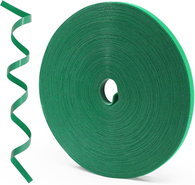 SumDirect Plant Tape 75 ft Plant Ties for Climbing Plants Garden Twist Ties Plants Adjustable Green Garden Tape for Plants, Flowers, Vines and Tree (75 ft x 1/2 in) SumDirect