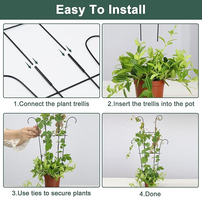 Coomin 23in Taller Plant Trellis for Climbing Plants Indoor, Sturdy Houseplant Trellis for Potted Plants with Ties, Vine Plant Support for Monstera Pothos Ivy, Plant Decor, 2P COOMIN