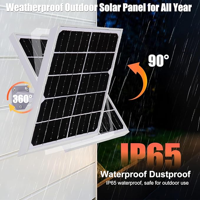 Solar Panel for Security Camera 2 in 1 Port 10W Ring Camera Solar Charger Compatible with Ring Spotlight & Stick Up Outdoor Cam Battery, IP65 Waterproof &16.4ft Long Cable with USB-C/DC Ports Rootora