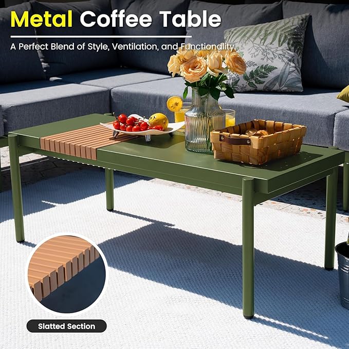 Sundale Outdoor 7 Pieces Metal Patio Furniture Set, Outdoor Sectional Sofa with 6 Inch Olefin Cushion, Modern Outdoor Conversation Sets for Backyard, Poolside, Sunroom SundaleOutdoor